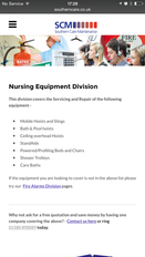 Nursing Equipment Division page on iPhone